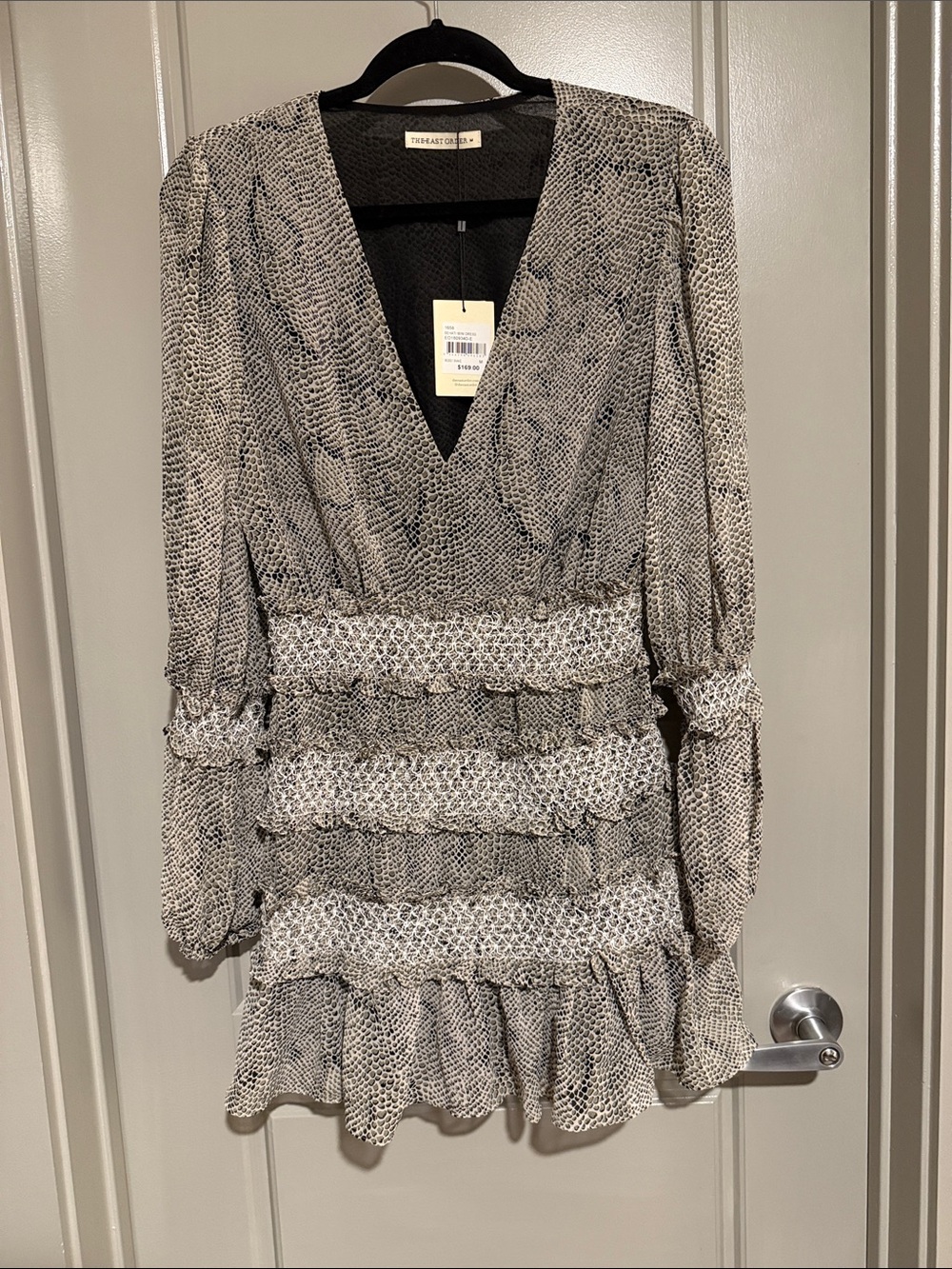 The East Order Behati Printed V-Neck Ruffle Dress Size M - NWT